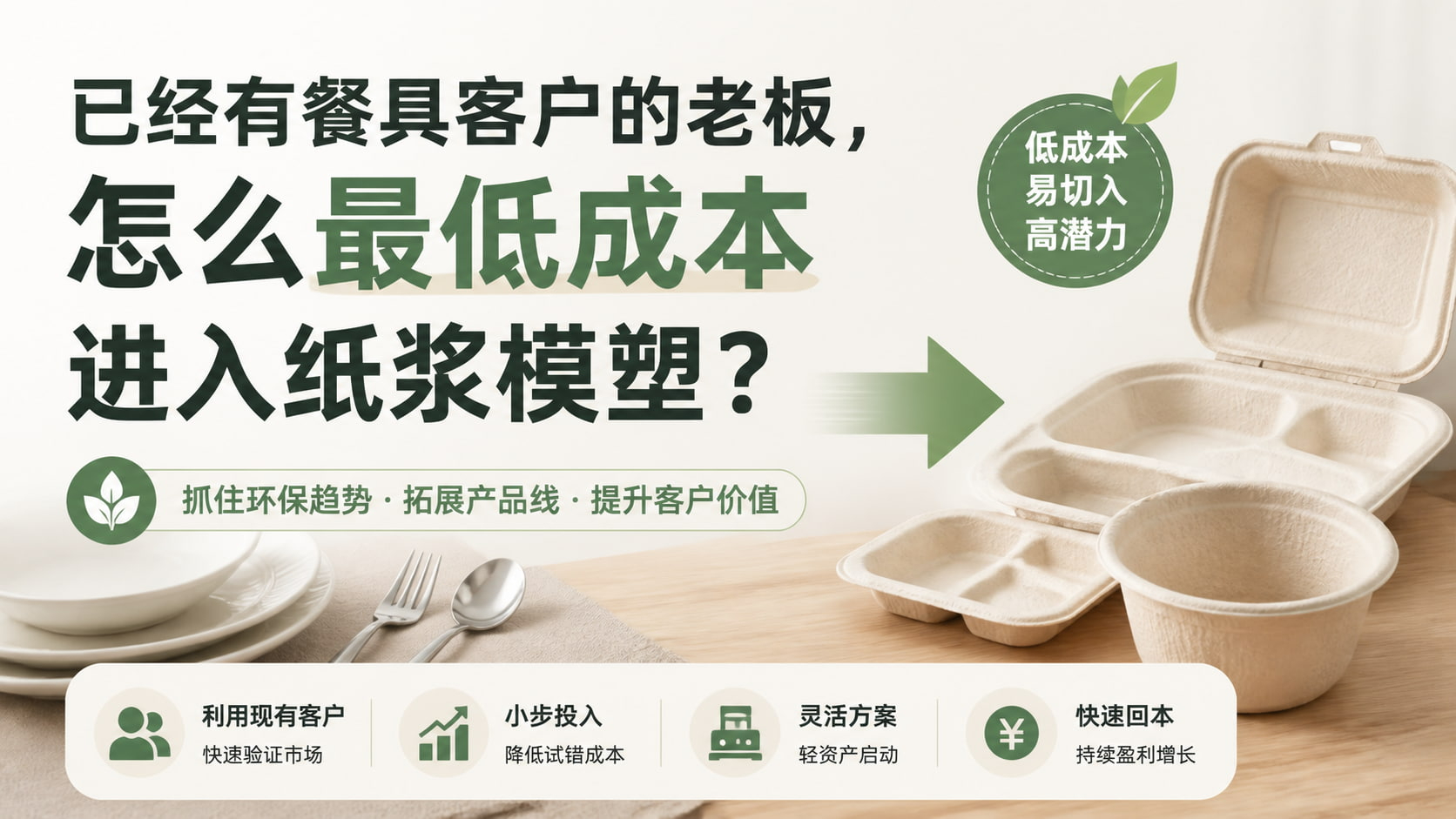 已经有餐具客户的老板,怎么最低成本进入纸浆模塑? 已经有餐具客户的老板,怎么最低成本进入纸浆模塑?
