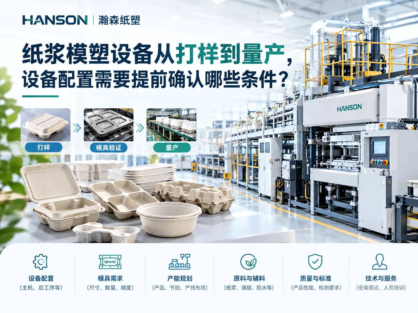 纸浆模塑设备从打样到量产，设备配置需要提前确认哪些条件？
